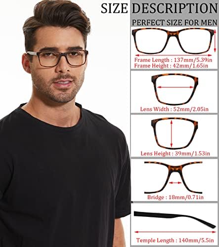 Blue Light Blocking Reading Glasses for Men 4-Pack Stylish Computer Readers with Spring Hinges,Anti Glare/Eye Strain Filter UV Ray Lightweight Reader Eyeglasses,+1.75 Magnification Strength