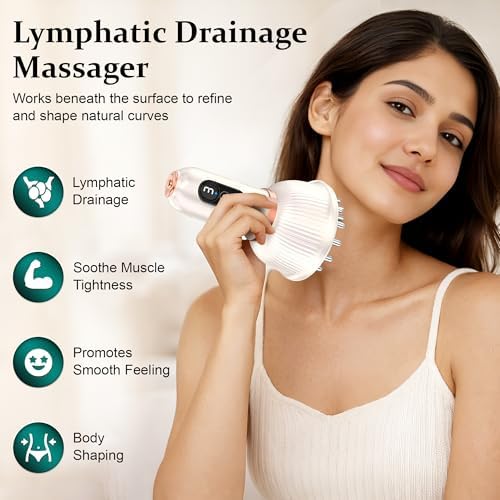 Lymphatic Drainage Massager - Body Sculpting Machine with Microcurrent, Light, Heat, and Vibration - Anti Cellulite Massager for Arms, Legs, Belly Stretch Marks, Sciatica Nerve Pain Relief, White