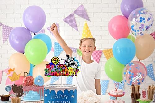 Paintball Birthday Cake Topper for Boys Men - Shooting War Game Party Decorations - Gun Cake Decor