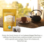 Starwest Botanicals Organic Lemon Ginger Tea - Caffeine Free Herbal Blend, Lemongrass, Ginger Root, & Peppermint Leaf, String Free Sachets, Non GMO - 20 Bags
