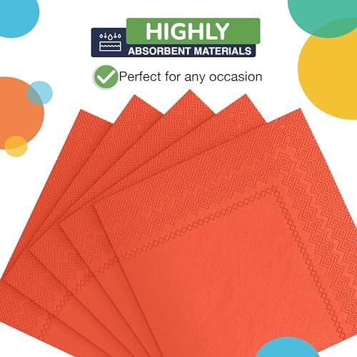 Party Solids Orange Napkins Disposable Everyday 300 Pcs 2 Ply Orange Dinner Napkins Bulk For Parties & Party Supplies