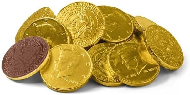 Smarty Stop Large Gold Foil-Wrapped Milk Chocolate Dollar Coins (1 Pound (Pack of 1))