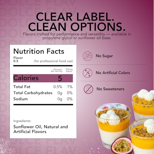 Dolce Flav Passion Fruit Extract (Oil-Soluble) 8 oz – Kosher, Sugar-Free, Concentrated Juicy Passion Fruit Flavoring for Baking, Smoothies & Desserts, Includes Measured Dropper