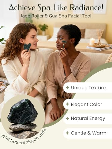 Face Roller & Gua Sha Facial Tools, Face Massager for Self Care, Jade Roller for face, Jawline Sculpting and Puffiness Reducing