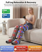 Air Compression Leg Massager with Heat : Leg Massager for Circulation and Pain Relief - Sequential Compression Boots with 9 Intensity, 4 Modes, 3 Heating, Vibration, for Men Women