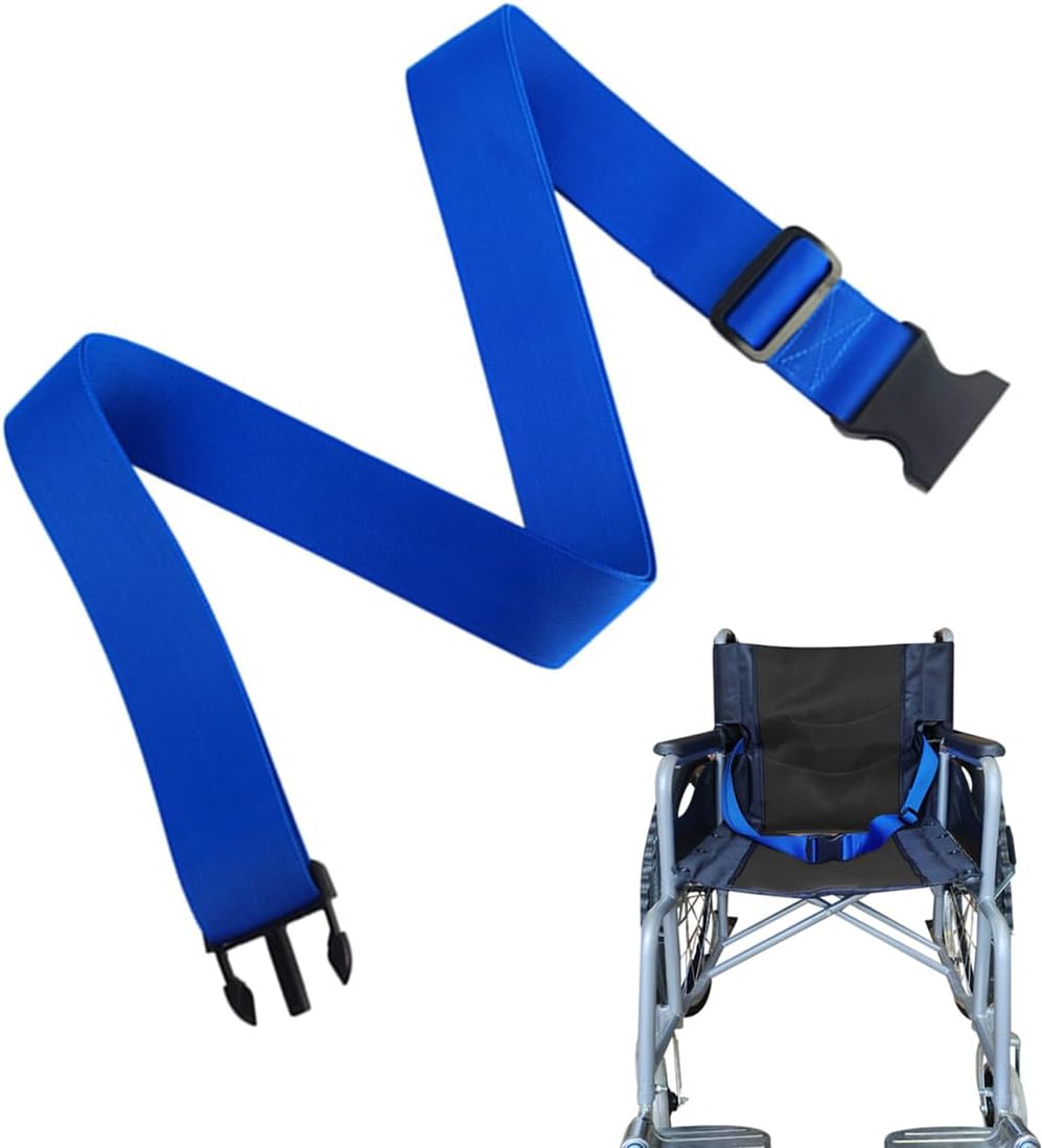 Wheelchair Safety Strap Seat Belt，Adjustable High Chair Safety Harness，Patients Cares Safety Strap，Chair Strap for Elderly/Adults/Kids (Blue)