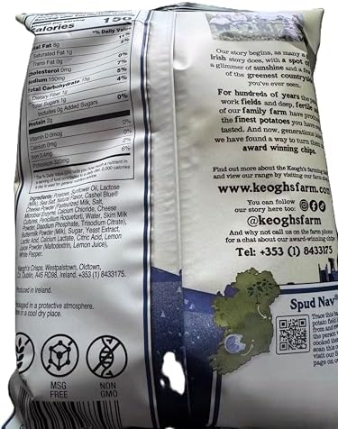 Keogh's Real Irish Blue Cheese Potato Crisps, Gluten Free, 4.4 oz, Pack of 3