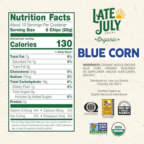 Late July Blue Corn Organic Tortilla Chips, 10.1 Oz Bag