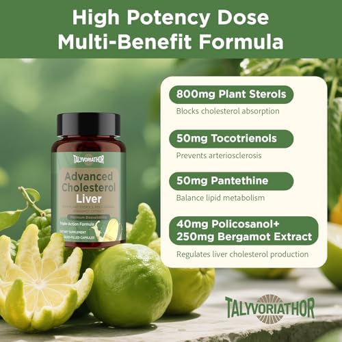 Advanced Cholesterol Lowering Supplements & for High Cholesterol | Liquid-Filled Capsules for Maximum Absorption | Plant Sterols, Policosanol, Bergamot Extract | Triple-Action Formula,90 Capsules