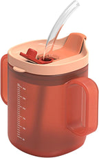 Senior Water Cup - 300ml Spill-Proof Drinking Mug With Handles | Non-Spill Cup for Elderly, Patients, Pregnant, and Disabled | Feeding Mug With Lid and Straw