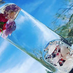 PAHION Crystal Water Bottle Natural Quartz Crystal Gemstone Point Reiki Healing Elixir Energy Infused Water Bottle Gravel Stone Cup With Removable Gemstones And Protective Sleeve
