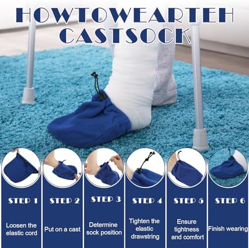 Cuffbow 4 Pack Foot Cast Toe Cover Socks Soft Warm Cast Toe Protector Covers for Men and Women Fingocker S Adjustable with Drawstring(Black Purple Pink Blue)