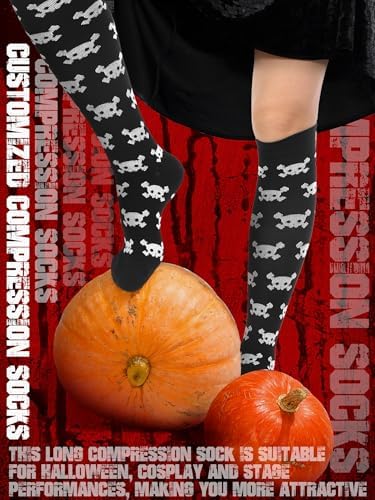 Halloween Socks Women Men Knee High Compression Socks for Halloween Nurses Running