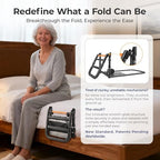 C1 Fold Pro Bed Rails for Elderly Adults Safety - Bed Cane Assist Rail for Seniors with Activated Light Adjustable Height