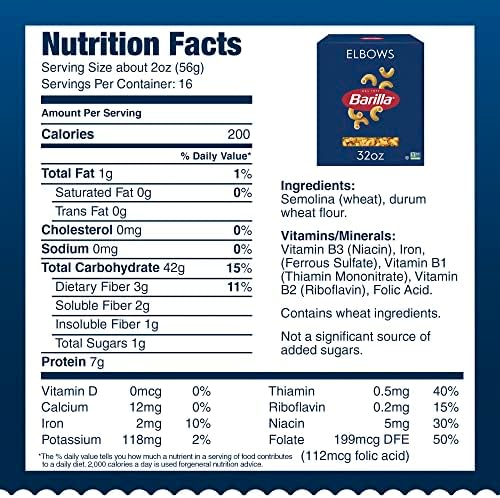 Barilla Elbows Pasta, 32 oz. Box - Non-GMO, Made with Durum Wheat Semolina - Kosher Certified