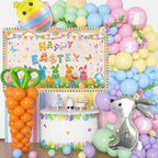 6x3.6ft Happy Easter Banner Cute Easter Bunny Style Backdrop for Photography Spring Party Wall Background Home Party Supplies