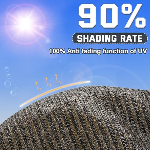 90% Sun Shade Cloth, Kesfitt 12x20FT Garden Shade Cover with Reinforced Grommets, Mesh Tarp Sun Privacy Screen for Greenhouse, Plant, Pergola, and Backyard Patio Sunshade