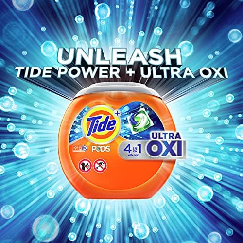 Tide 4-n-1 Ultra Oxi PODS Laundry Detergent Pacs, 57 Count, HE Compatible, Built in Pre-treater for Stains