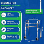 Bariatric Heavy-Duty Folding Walker with Wheels for Seniors, Adults, Extra Wide Front Wheel Walker (2 5-Inch Wheels), and Free 2 Pairs of Rear Glides Heavy Duty Sizes. Sized for Adults up to 450 lbs