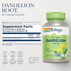 SOLARAY Dandelion Root Supplement - Healthy Kidney and Liver Support - 1,040 mg per Serving - Vegan, Lab Verified, 60-Day Guarantee - 90 Servings, 180 VegCaps