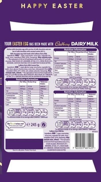 Cadbury Dairy Milk Chocolate and Caramel Easter Egg, 245g