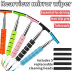 5 PCS Side Mirror Squeegee, Car Mirror Squeegee, Retractable Car Rearview Mirror Wiper, Portable Car Cleaning Tool for Rainy Foggy Weather (Black/Pink/Green/Orange/Blue)