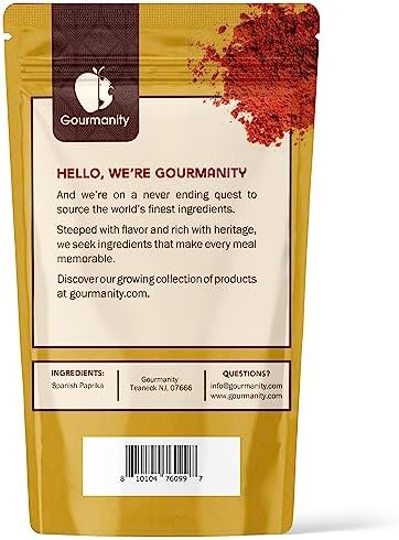 Gourmanity Sweet Smoked Paprika Powder, Premium Spanish Paprika Seasoning, Oak Wood Smoked for Adding Depth, Flavor and Color to Your Dishes, Pimenton Dulce Ahumado, Smoked Paprika Bulk 120 ASTA, 1lb