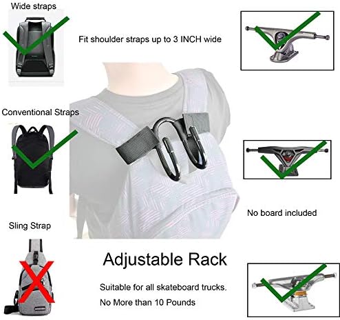 YYST Backpack Attachment Carrier Hanger Rack Hook Holder for Carrying Mini Cruiser, Cruiser Board,Skateboard - Fit Most Backpacks - Easy to Use - No Backpack