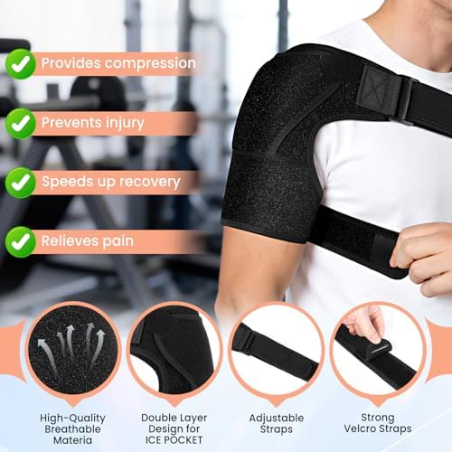 Shoulder Brace for Men and Women for Torn Rotator Cuff,Arm Sling Shoulder Immobilizer,Shoulders Compression Sleeve and Support For Pain Relief(1,Black)