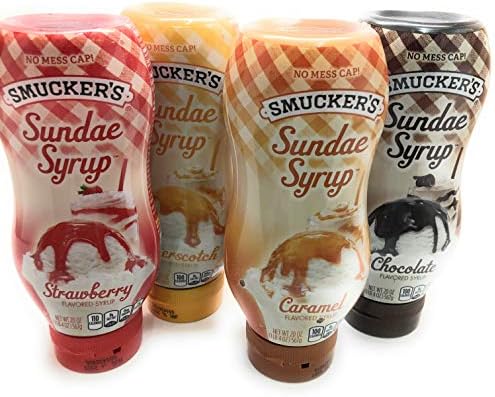 Smuckers Sundae Syrup Chocolate, Caramel, Butterscotch, and Strawberry (Variety Pack of 4)