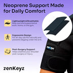 ZENKEYZ Shoulder Brace for Men & Women - Size XS/S (Chest 24-30") - Black Neoprene Compression Sleeve with Adjustable Strap - Stability Support for Rotator Cuff Area & Joint - Integrated Ice/Heat Pocket - Supportive Fit for Smaller Frames