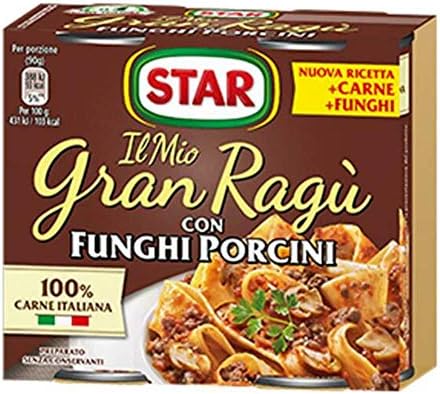 Star Gran Ragù Ragu' Sauce with Porcini Mushroom 180gr x 2, Pack of 2
