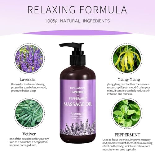 Lavender Massage Oil for Calming, Soothing and Relaxing Muscles Massage Oil for Massage Ideal Body Oil for Skin Moisturizing for Men and Women