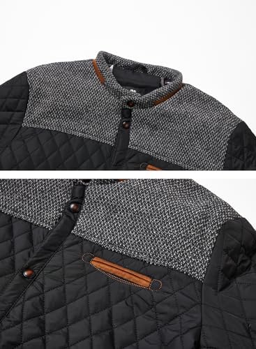 HOOD CREW Men’s Quilted Down Jacket Autumn Winter Coat Lightweight Business Causal Shirt Jacket