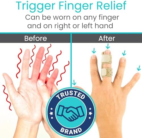 Vive Finger Splint (2 Pack) - Universal Finger Straightener - Broken and Trigger Finger Splints - Finger Brace for Arthritis pain and Support - Sprain Relief for Middle, Index, Ring, Pinky Fingers (Beige)