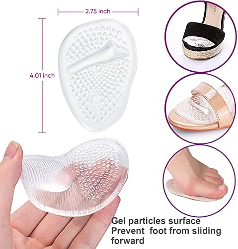Ball of Foot Cushions, Metatarsal Pads Women, Forefoot Pads Stop Feet from Sliding Forward, Non-Slip Weight Shifting Comfort Insoles Inserts Pad for High Heel Shoes, Metatarsalgia Pain Relief（4 Pairs