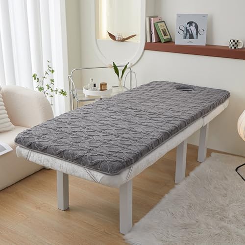 Sponge Massage Bed Pad with Face Hole Thicken Spa Massage Table Pad with Elastic Band Non-Slip Lash Bed Cushion Massage Table Topper Square Round Trapezoidal Head,Gray(t)6cm,60 * 180cm(H)