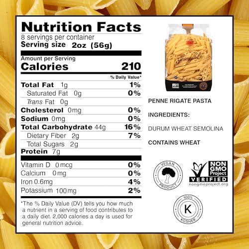 Garofalo - Premium Durum Wheat Semolina Penne Rigate Pasta, Italian Made, Bronze-Drawn, Al-Dente, One-Ingredient Pasta (4 pack)