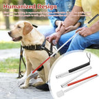 Watris Veiyi Blinder Folding Cane, Collapsible Walking Stick with Red Reflective Tape, Anti-Slip Blind Cane for The Blind and Visually Impaired People, 53.1in(135cm)