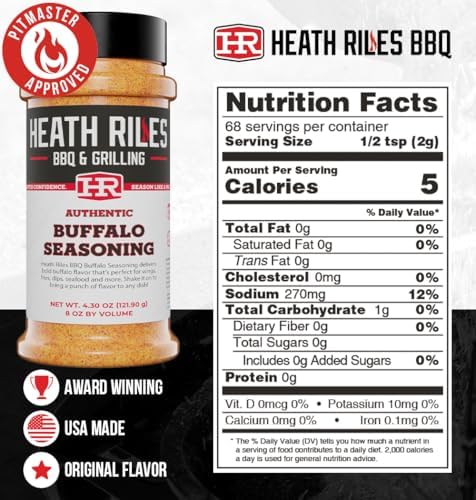Heath Riles BBQ Rub - Buffalo Seasoning, Champion Pitmaster Recipe, Legendary Rubs For Smoking & Grilling, 80+ BBQ Championships, 8 oz.
