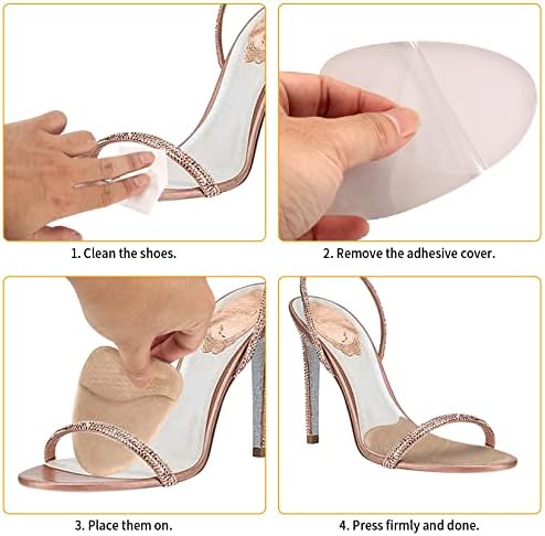 4 Pairs Forefoot Cushion Inserts for Women Shoes,Non-Sliding Insole Pads for Open Toe Heel Pads Inserts for Too Big Shoe,No Slip Heel Grips Liners Pads for Loose Shoe,Ball of Foot Cushions