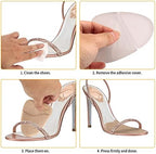 4 Pairs Forefoot Cushion Inserts for Women Shoes,Non-Sliding Insole Pads for Open Toe Heel Pads Inserts for Too Big Shoe,No Slip Heel Grips Liners Pads for Loose Shoe,Ball of Foot Cushions