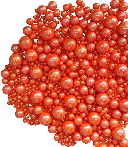 Edible Orange Sugar Pearls Candy Sprinkles 120G/ 4.23Ounce Baking Cake Sprinkles Cupcake and Cake Topper Cookie Decorations Wedding Party Valentines Halloween Christmas Supplies