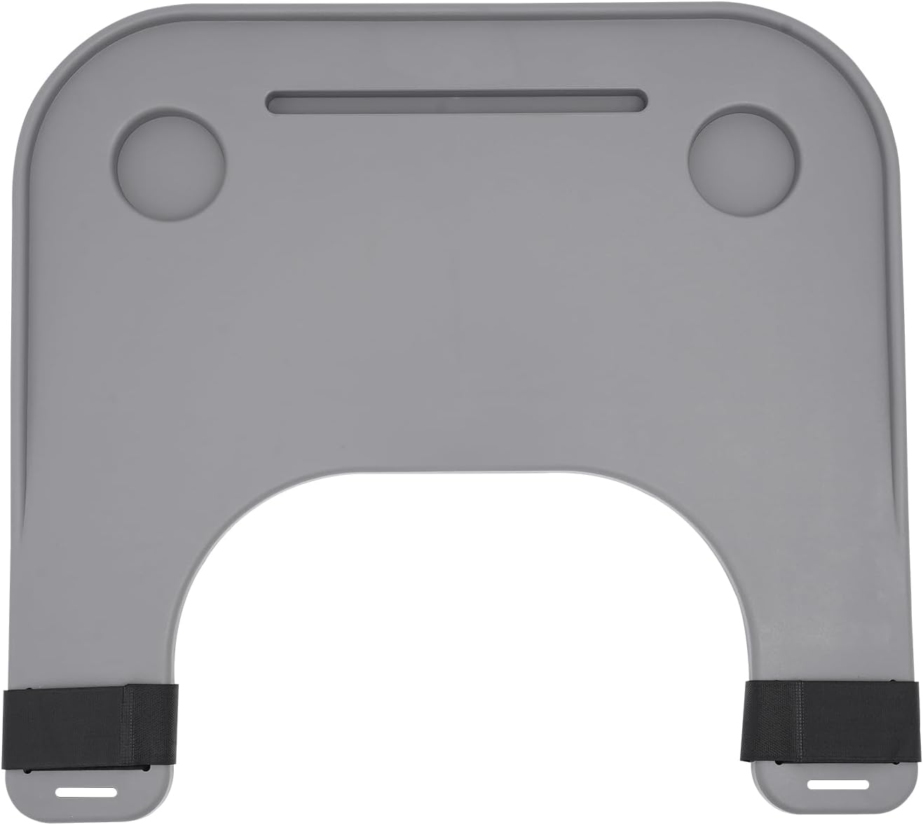 Wheelchair Tray with 2 Cup Holders & Phone Slot Wheelchair Table Attachment Easy On and Off, 23 * 12In Grey Wheel Chair Lap Trays for Adults Eating Reading Resting, with Secure Strap