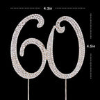 60 Cake Topper | Premium Bling Rhinestone Diamond Gems | 50th Birthday or Anniversary Party Decoration Ideas | Quality Metal Alloy | Perfect Keepsake