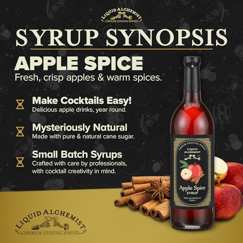 Liquid Alchemist Apple Spice Syrup for Cocktails - Real Ingredients Make our Apple Syrup for Drinks Perfect for a Fall Themed Old Fashioned Mix (25.4 oz)