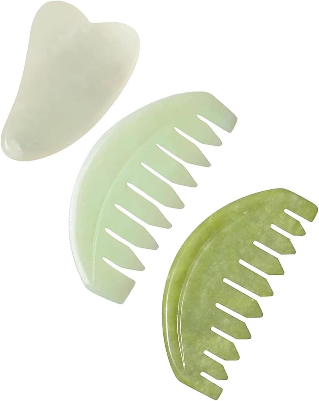 EORTA 3pcs Jade Massage Comb Board, Guasha Scalp Massager Comb, Multifunctional Jade Hair Combs for Scalp Face Neck Caring