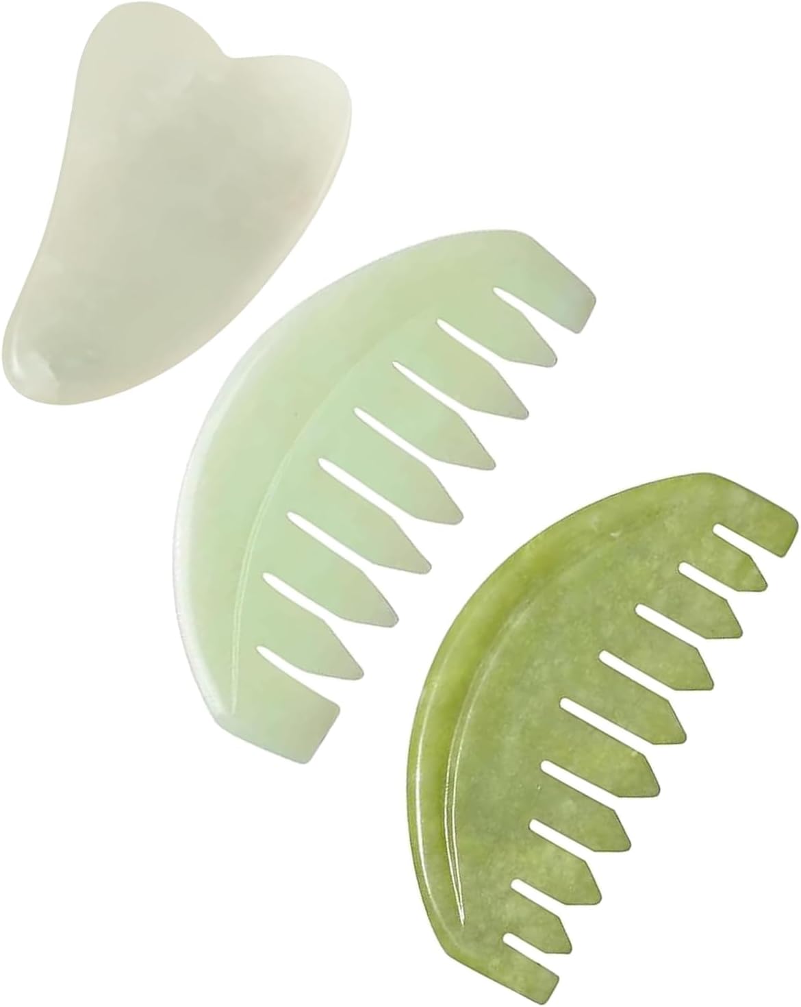 EORTA 3pcs Jade Massage Comb Board, Guasha Scalp Massager Comb, Multifunctional Jade Hair Combs for Scalp Face Neck Caring