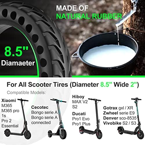 BANGTING 50/75-6.1 Tubeless Solid Tires for Electric Scooter, 8 1/2 x2 Tire for Gotrax GXL V2 / XR/APEX, 8.5x2 inch Tire Replacement for Xiaomi Pro 2 / M365 / 1S (Black 1PCS)