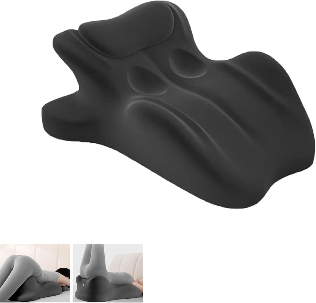 Memory Foam Ergonomic Wedge Pillow, Prone Pillow for Sleeping, Reading Pillow for Bed, Ergonomic Support for Back Pain, Acid Reflux & Sitting Up, Ideal for Massage, with Removable Cover (Black)